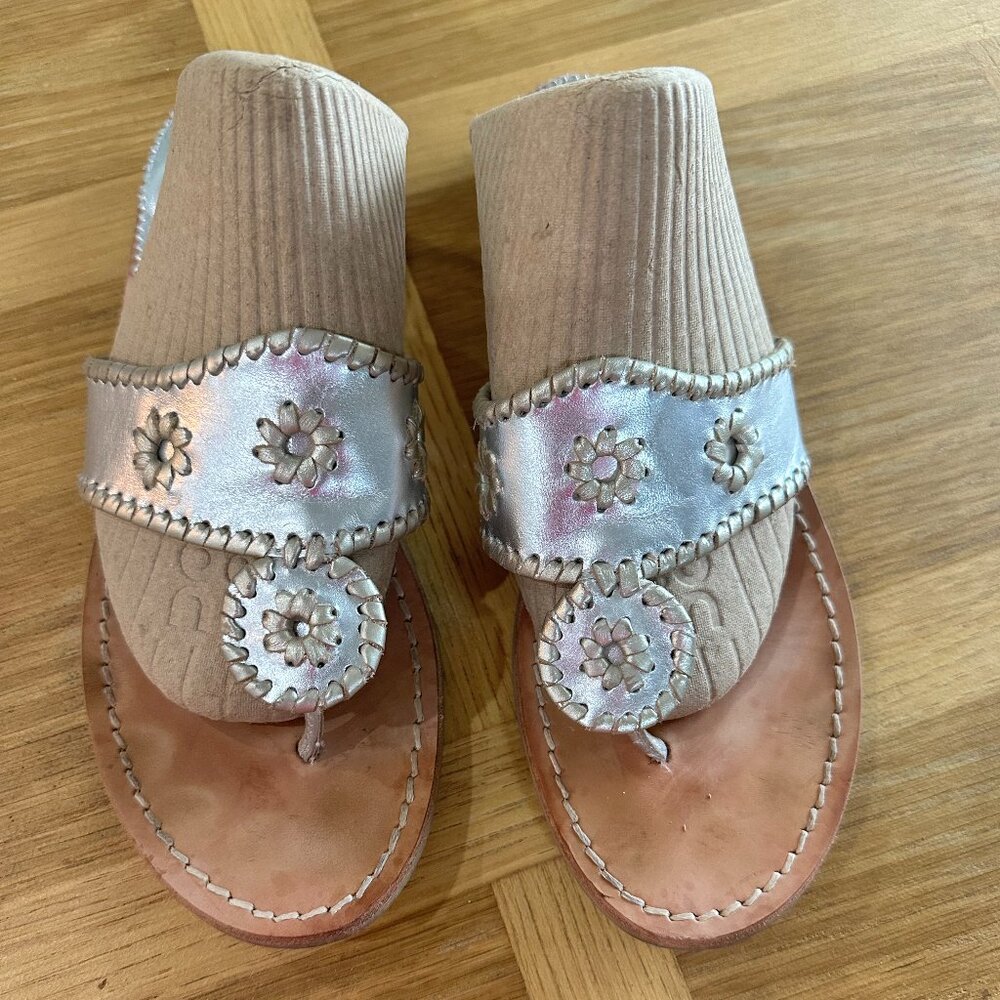 Jack Rogers Silver Gold Sandals size 8
